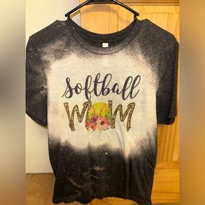 Softball Mom Bleached Tshirt - M